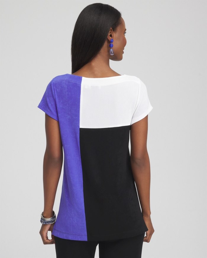 Chicos Travelers Colorblock Tunic - Purple Nightshade