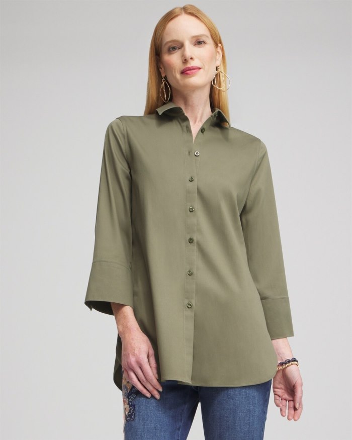 Chicos No Iron Stretch 3/4 Sleeve Tunic - Olive