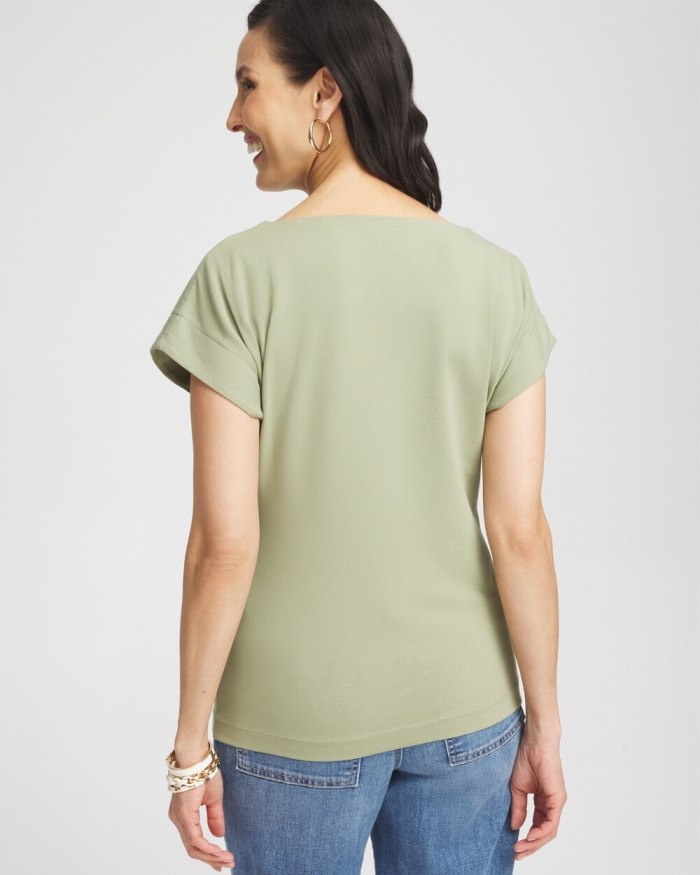 Chicos Modern Cap Sleeve Tee - Jojoba Green