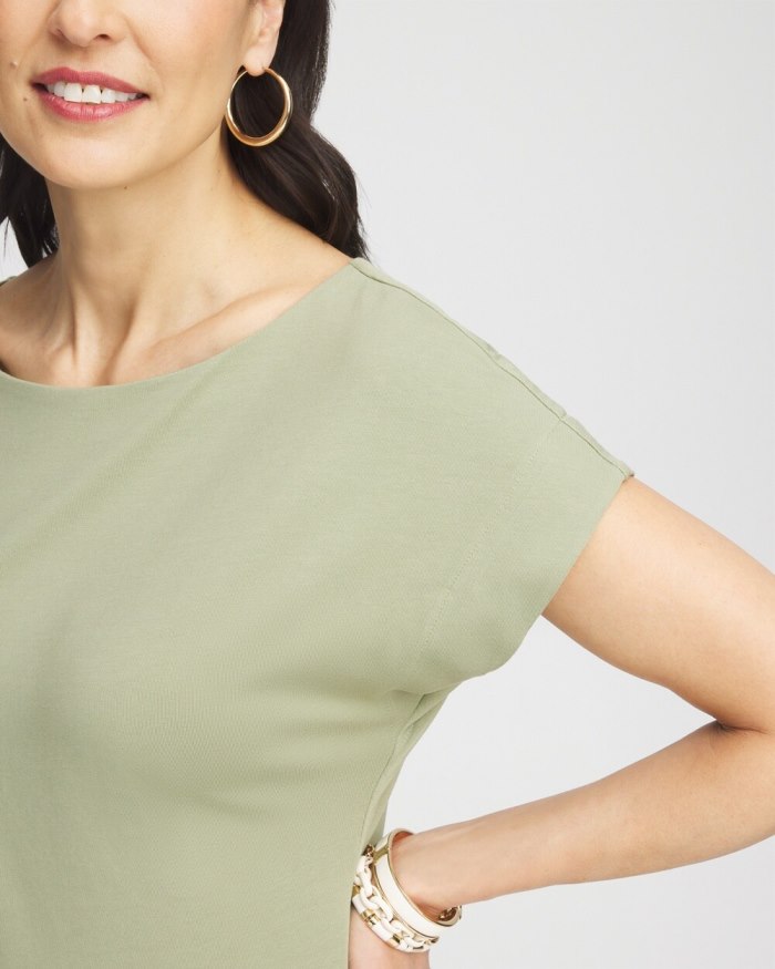 Chicos Modern Cap Sleeve Tee - Jojoba Green