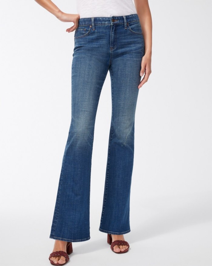 Chicos Girlfriend Flare Jeans - Royal Street Indigo