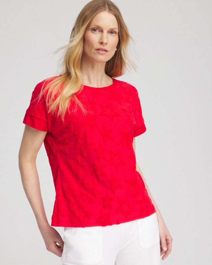 Chicos Zenergy Textured Star Top - Alabaster