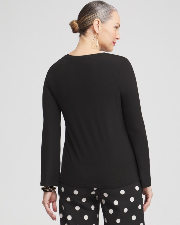 Chicos Touch of Cool Dots Flare Tee - Black