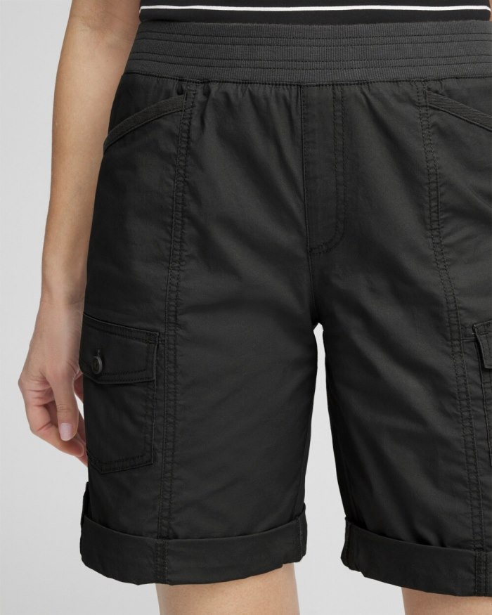 Chicos Poplin Roll Tab Shorts - SECRET MEADOW