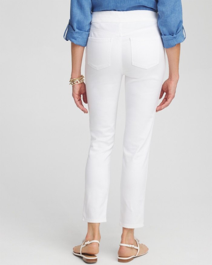 Chicos No-Stain White Denim Ankle Jeggings - Alabaster