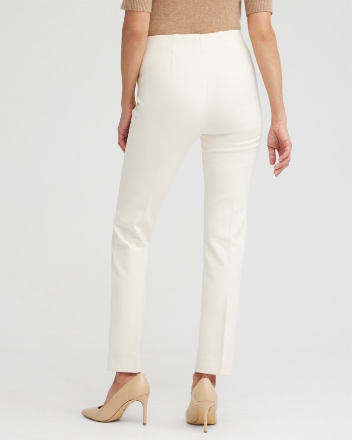 Chicos Juliet Ponte Trim Detail Ankle Pants - Dewberry