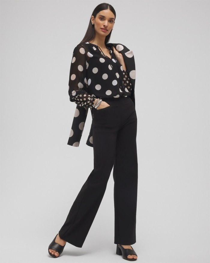 Chicos Studded Polka Dot Blouse - Black