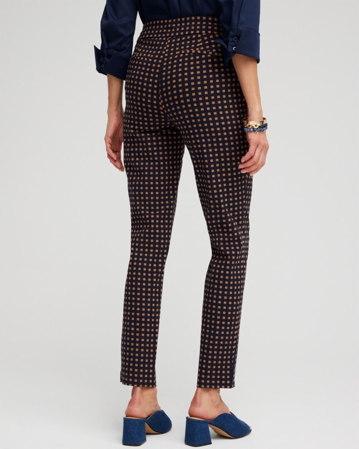 Chicos Brigitte Square Dot Ankle Pants - Classic Navy/Briar Brown