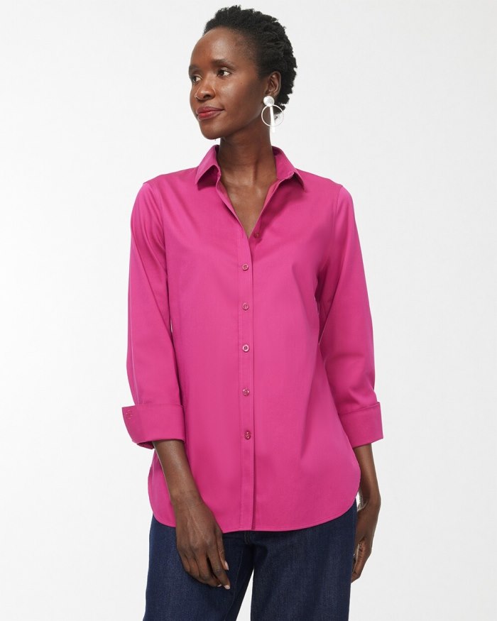 Chicos No Iron 3/4 Sleeve Stretch Shirt - Botanic Berry