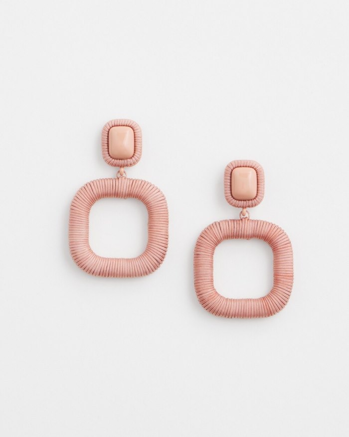 Chicos Pink Square Hoops - Pink Clay