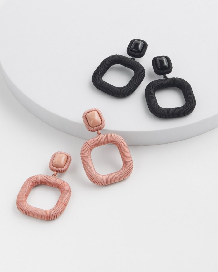 Chicos Pink Square Hoops - Pink Clay