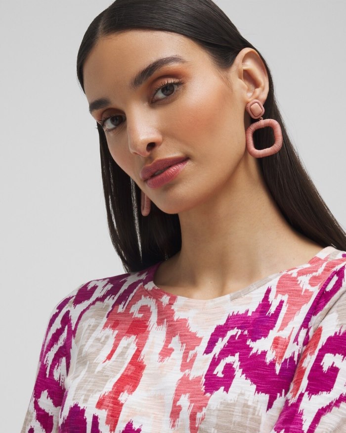 Chicos Pink Square Hoops - Pink Clay