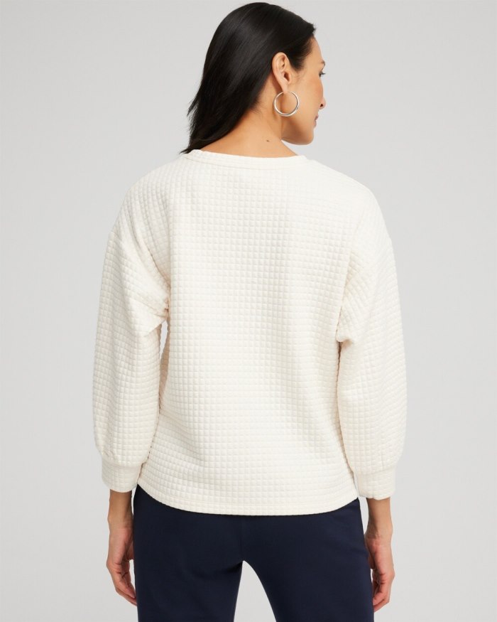 Chicos Zenergy Jacquard Knit Pullover - English Cream