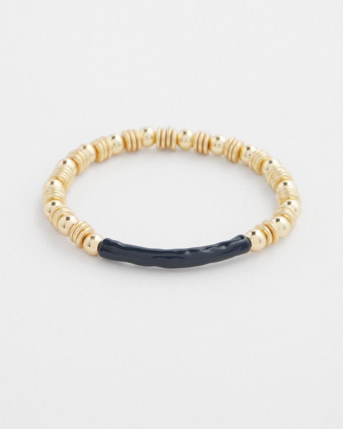 Chicos Enamel Bar Stretch Bracelet - Navy