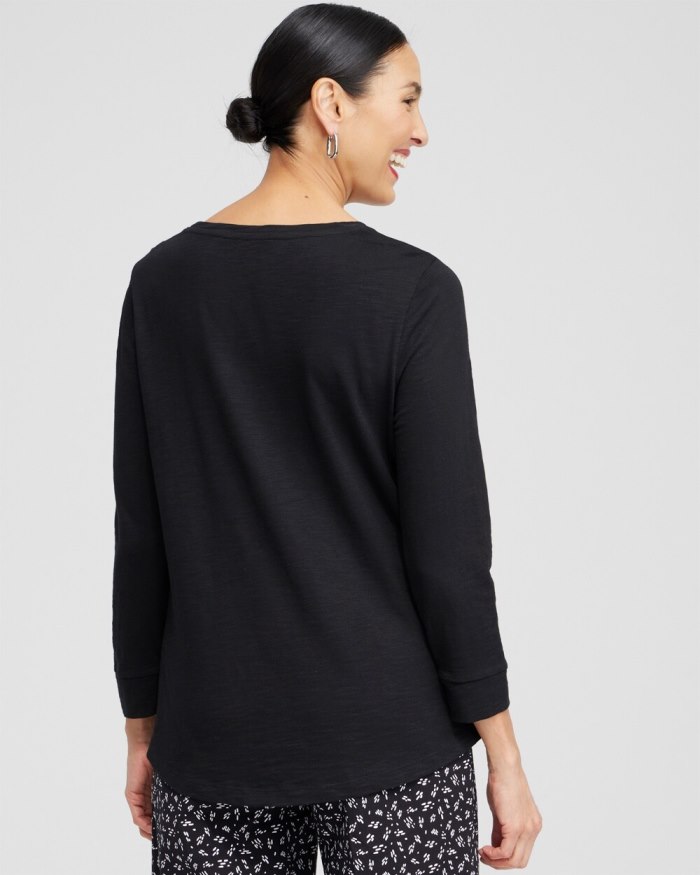 Chicos 3/4 Sleeve Tee - Alabaster