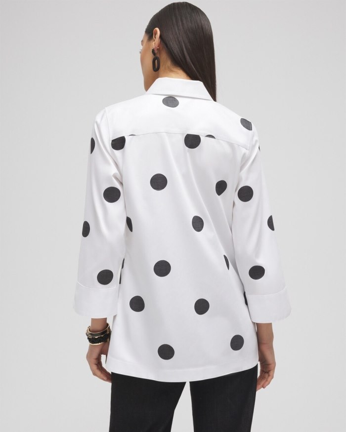 Chicos No Iron Stretch Polka Dot Tunic - Optic White