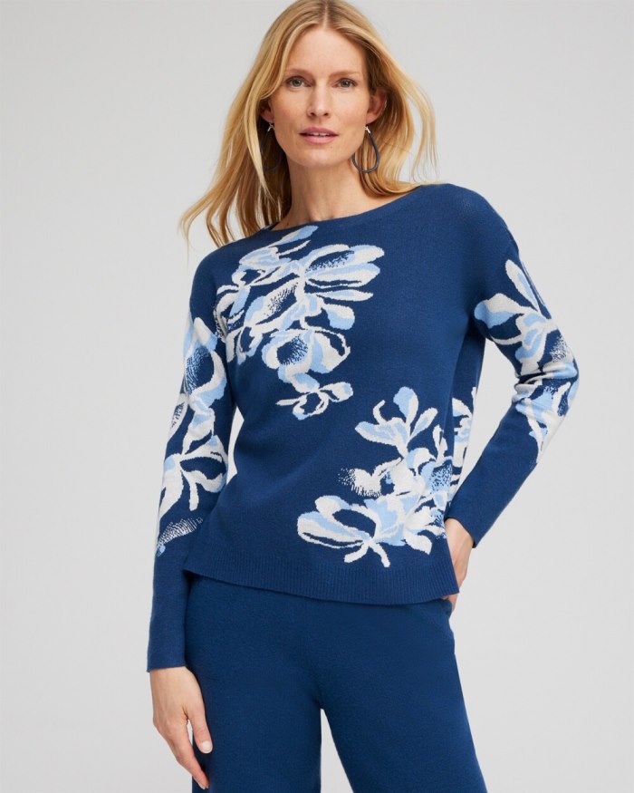 Chicos Zenergy Luxe Cashmere Blend Top - Azores Blue