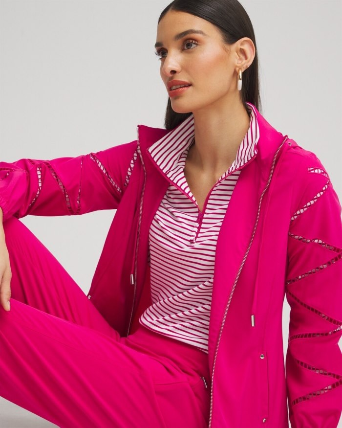 Chicos Zenergy UPF Neema Lattice Jacket - Magenta Rose