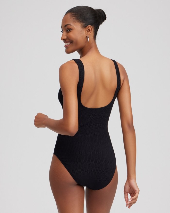 Chicos Gottex Square Neck One Piece Swimsuit - Black