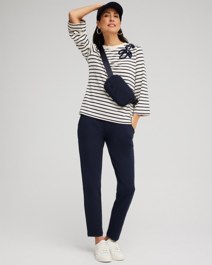 Chicos Zenergy Soutache Stripe Pullover - Classic Navy