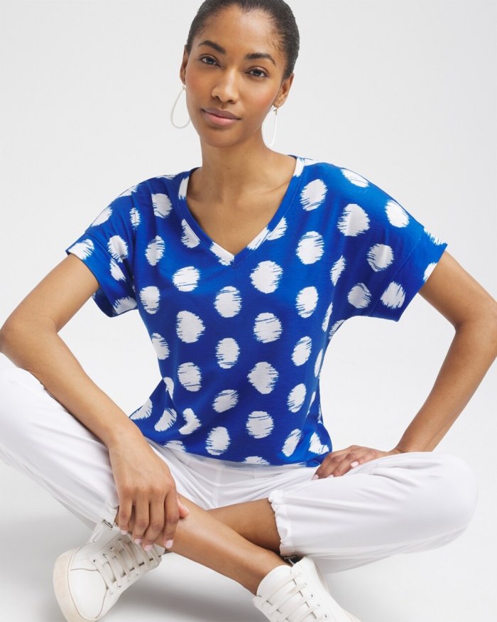 Chicos Zenergy Dots Drop Shoulder Tee - Intense Azure