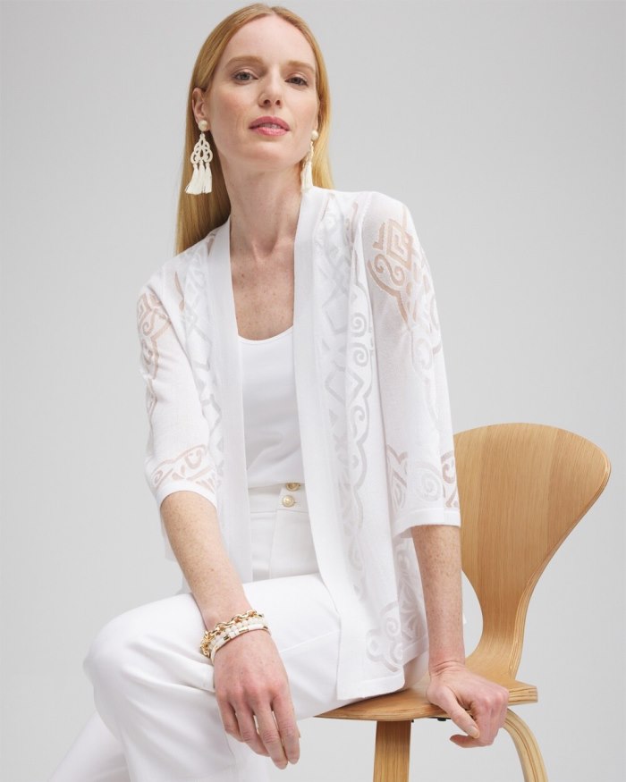 Chicos Burnout Cardigan - Alabaster