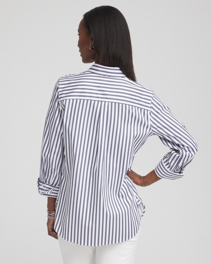 Chicos No Iron Stretch Stripe Shirt - PINK ANIMA