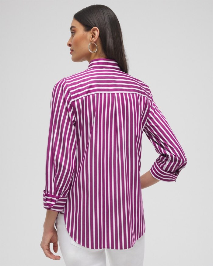 Chicos No Iron Stretch Stripe Shirt - Fresh Plum