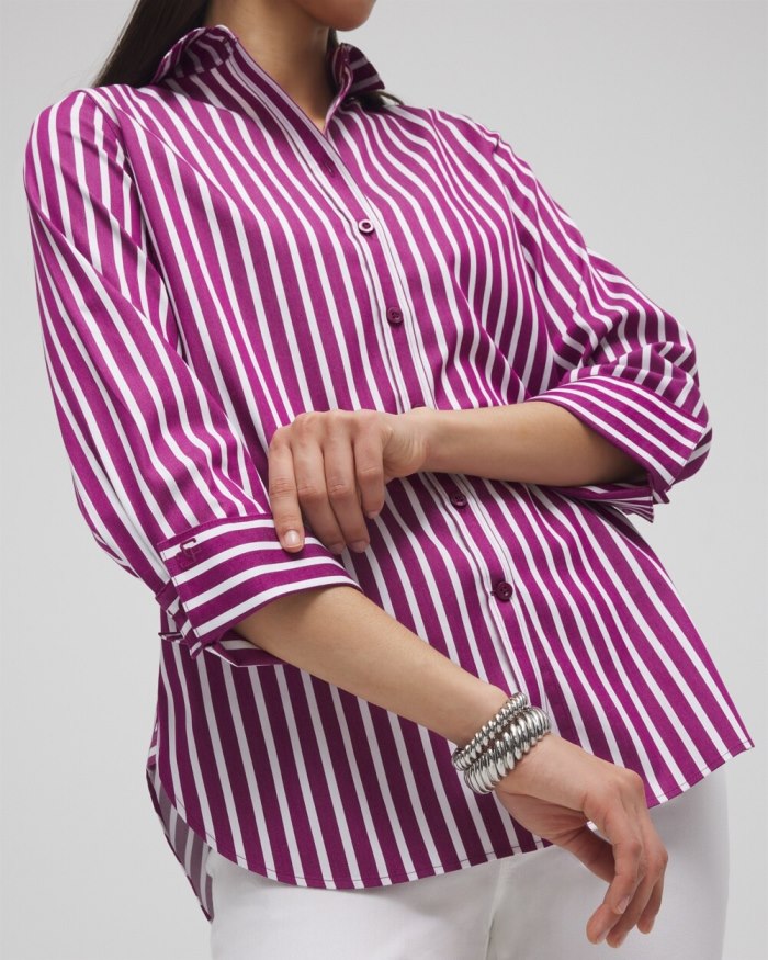 Chicos No Iron Stretch Stripe Shirt - Fresh Plum