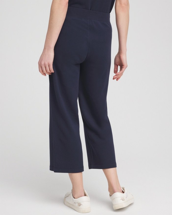 Chicos Zenergy French Terry Wide Leg Crops - Classic Navy