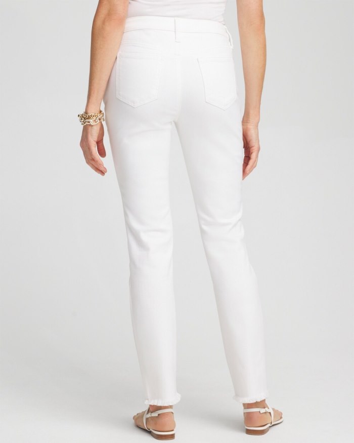 Chicos No Stain Girlfriend Fray Hem Ankle Jeans - Alabaster