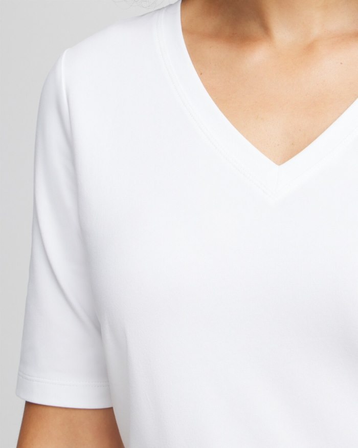 Chicos Perfect Elbow Sleeve Tee - Alabaster