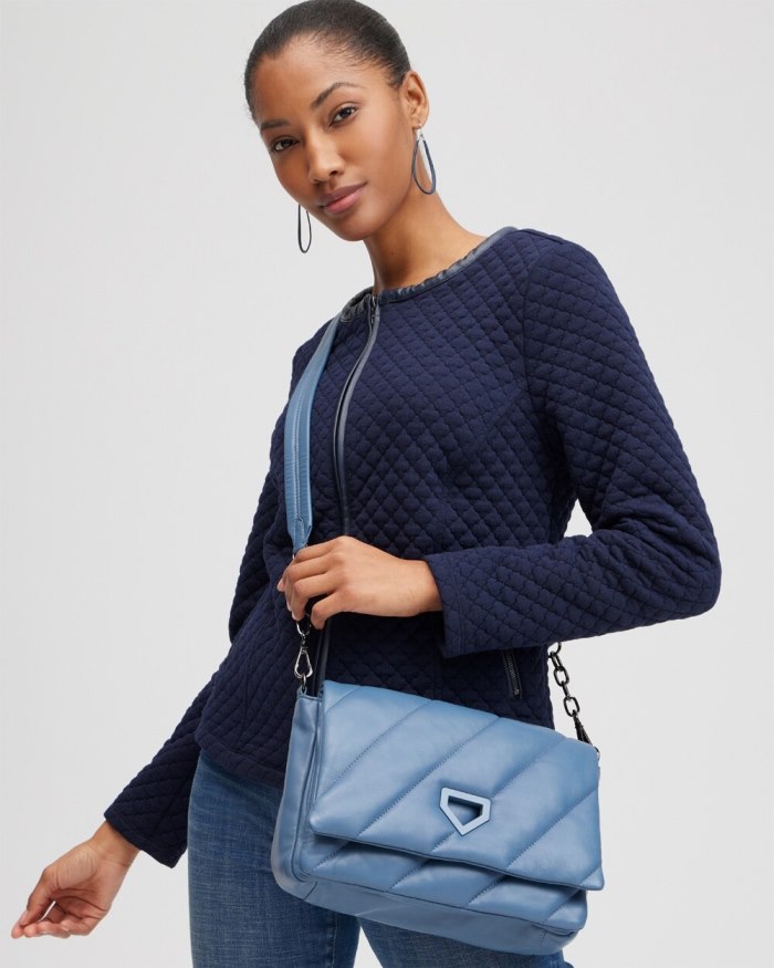 Chicos Blue Quilted Bag - Blue Echo