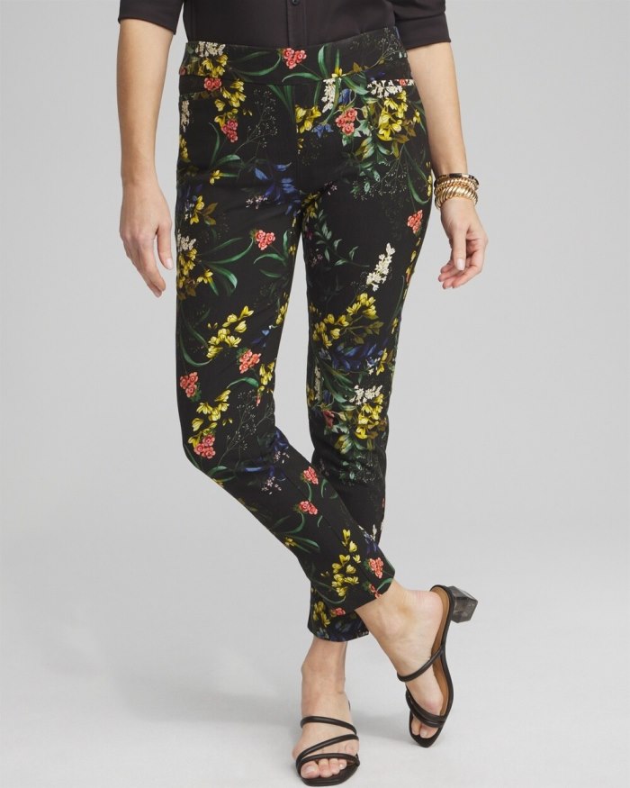 Chicos Brigitte Floral Ankle Pants - Black And Green