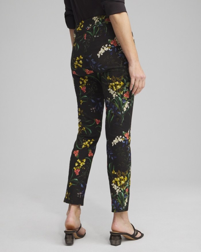 Chicos Brigitte Floral Ankle Pants - Black And Green