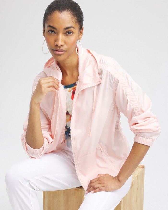 Chicos Zenergy Shirred Sleeve Jacket - Porcelain Rose