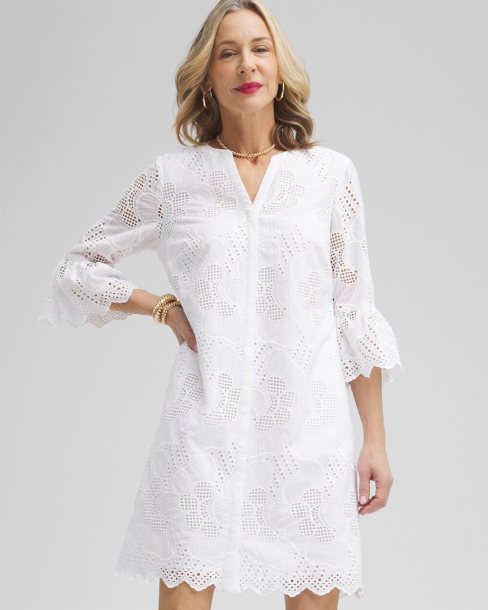 Chicos Lace Shift Dress - Alabaster