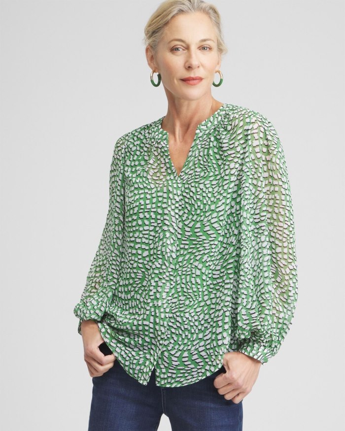 Chicos Abstract Print Blouse - Verdant Green
