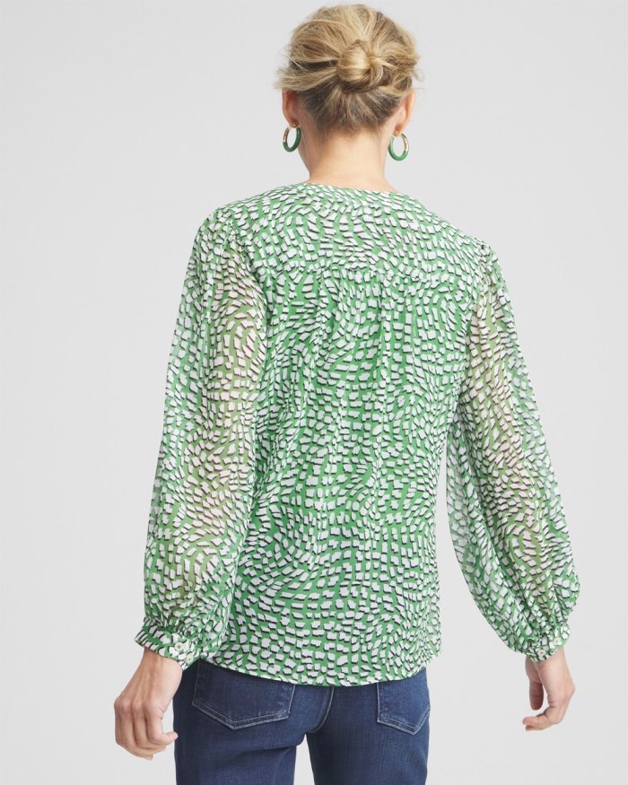 Chicos Abstract Print Blouse - Verdant Green