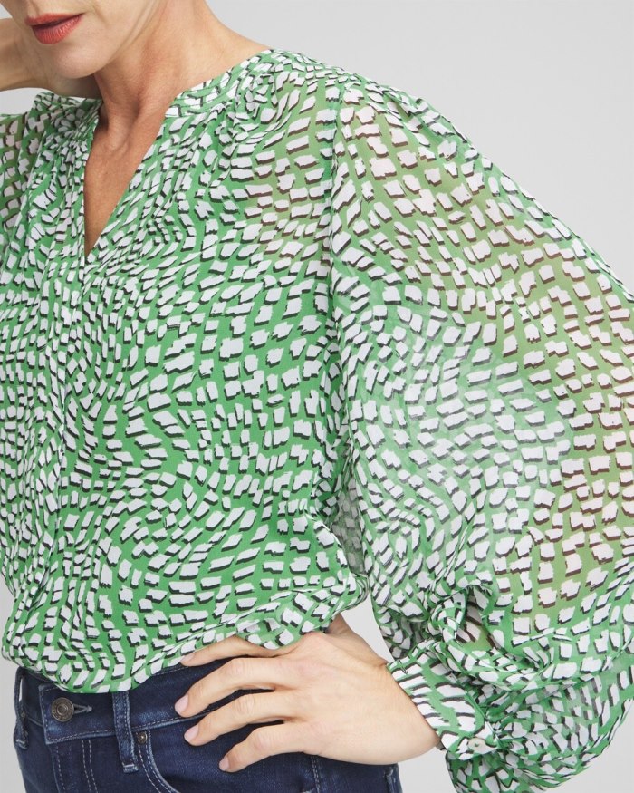 Chicos Abstract Print Blouse - Verdant Green