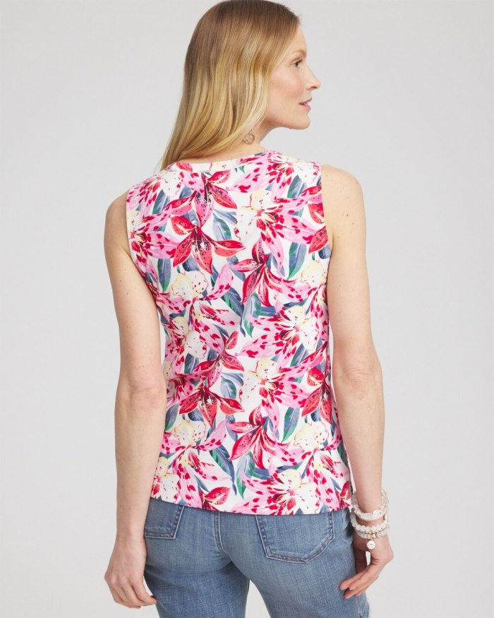 Chicos Island Button Detail Tank - Watermelon Punch