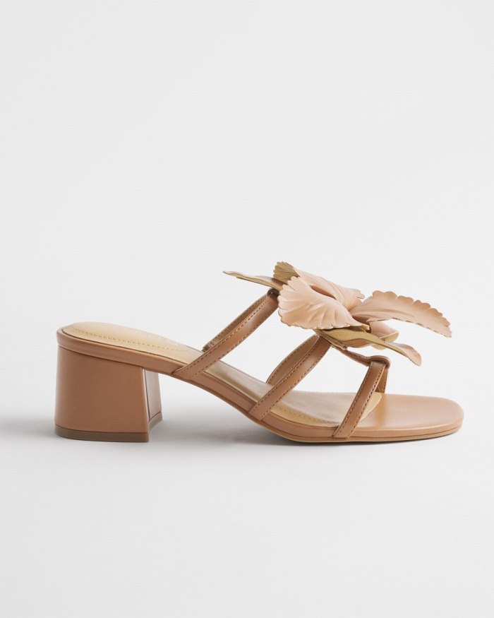 Chicos Floral Heels - Tan