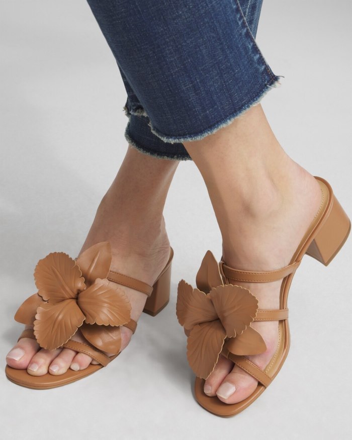 Chicos Floral Heels - Tan