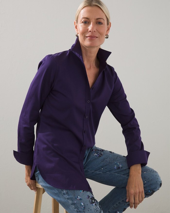 Chicos No-Iron Stretch Shirt - Midnight Violet