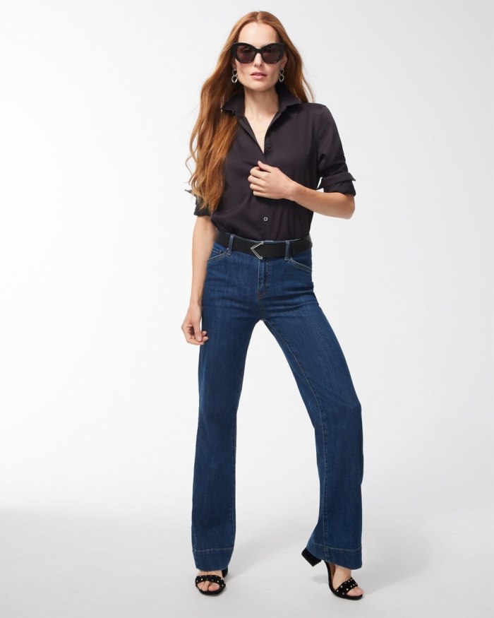 Chicos No-Iron Stretch Shirt - Midnight Violet