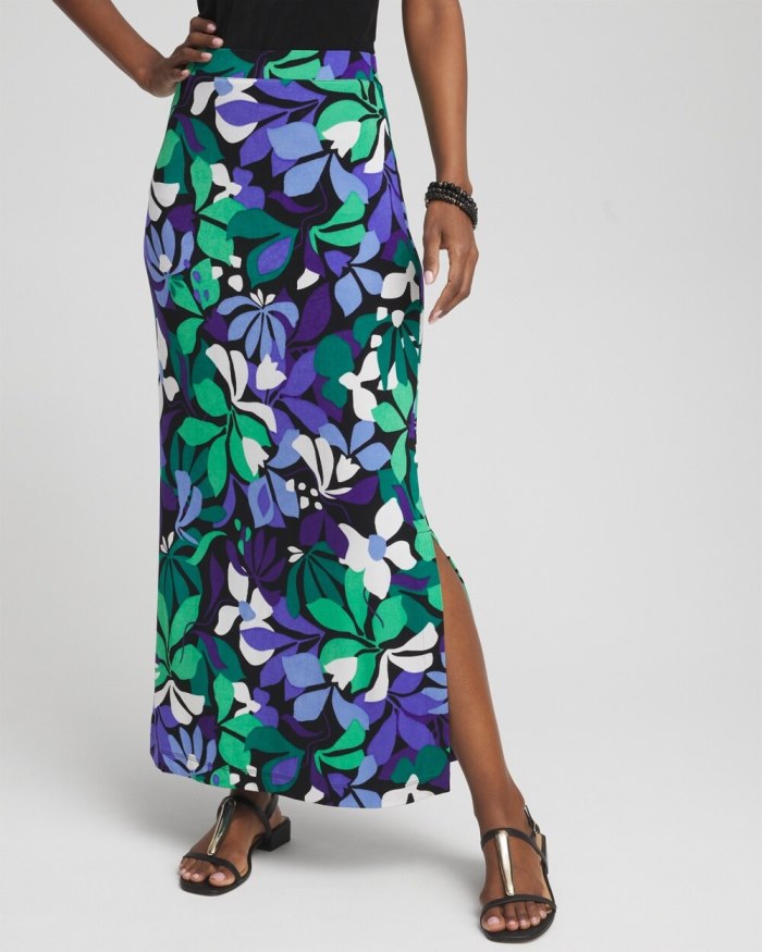 Chicos Travelers Floral Maxi Skirt - Purple Nightshade