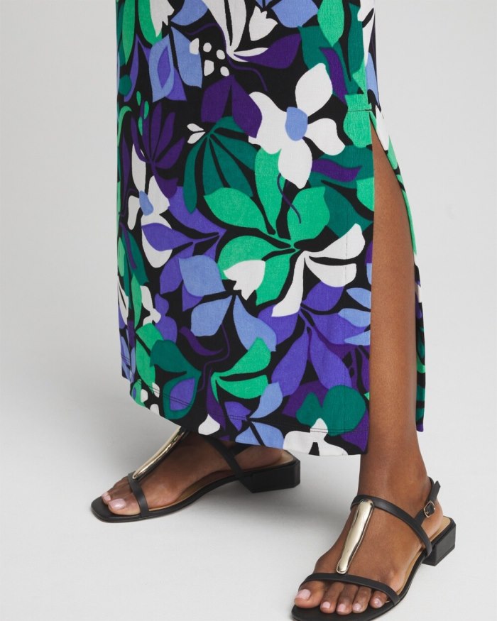 Chicos Travelers Floral Maxi Skirt - Purple Nightshade