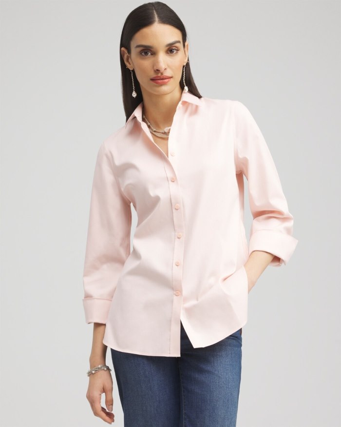 Chicos No Iron 3/4 Sleeve Stretch Shirt - Porcelain Rose