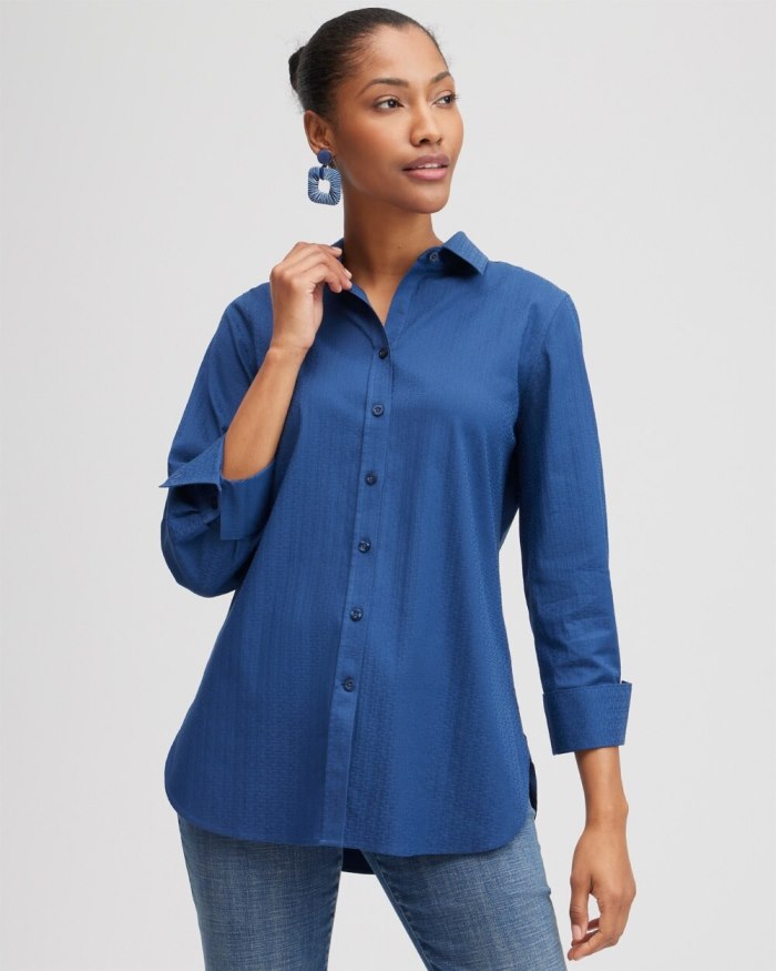 Chicos No Iron Stretch Double CC Shirt - Azores Blue