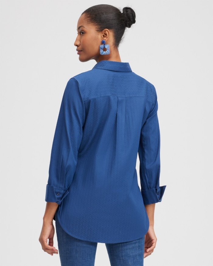 Chicos No Iron Stretch Double CC Shirt - Azores Blue